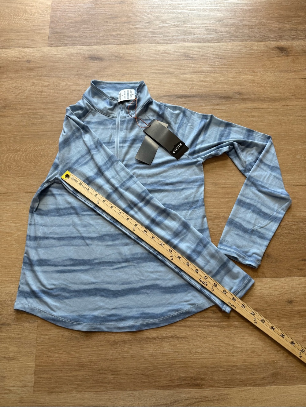 Orvis Light Blue Striped Half-Zip Mock Neck Pullover - Picture 7 of 11